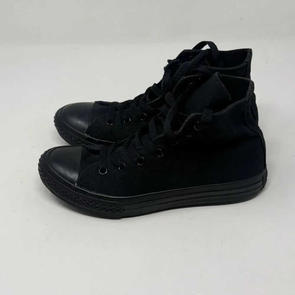 Converse All Star High Shoes Youth Girls Boys Size 3 Triple Black Canvas Sneaker